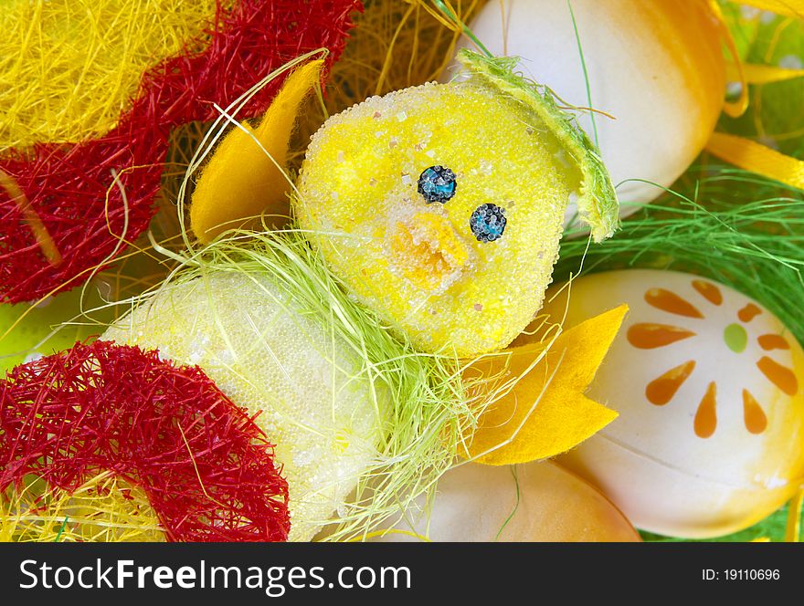 Holidays image: colour decoration with easter egg and duck. Holidays image: colour decoration with easter egg and duck