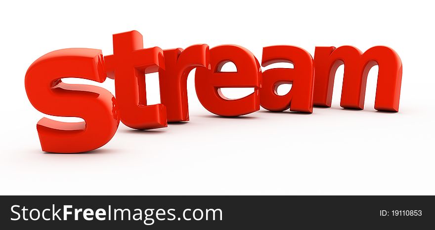 Stream word from red three-dimensional letters. Stream word from red three-dimensional letters.