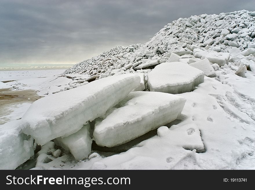 Ice sea at the coast