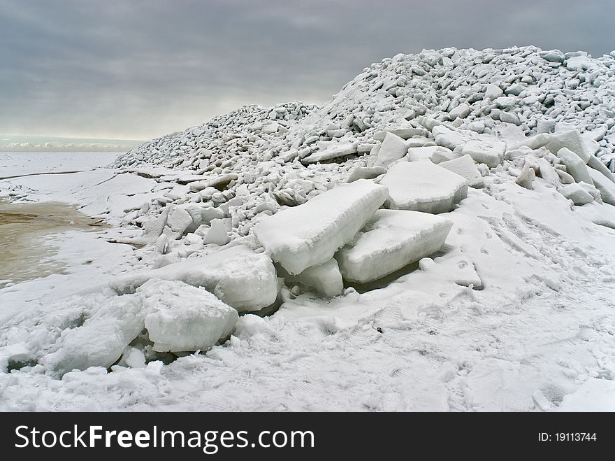 Ice sea at the coast