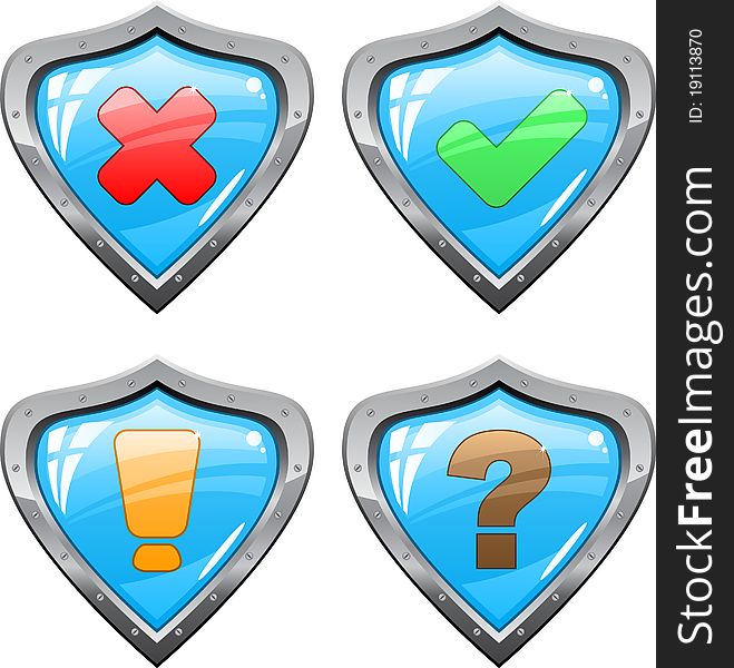 Set of a shields with different signs. Set of a shields with different signs