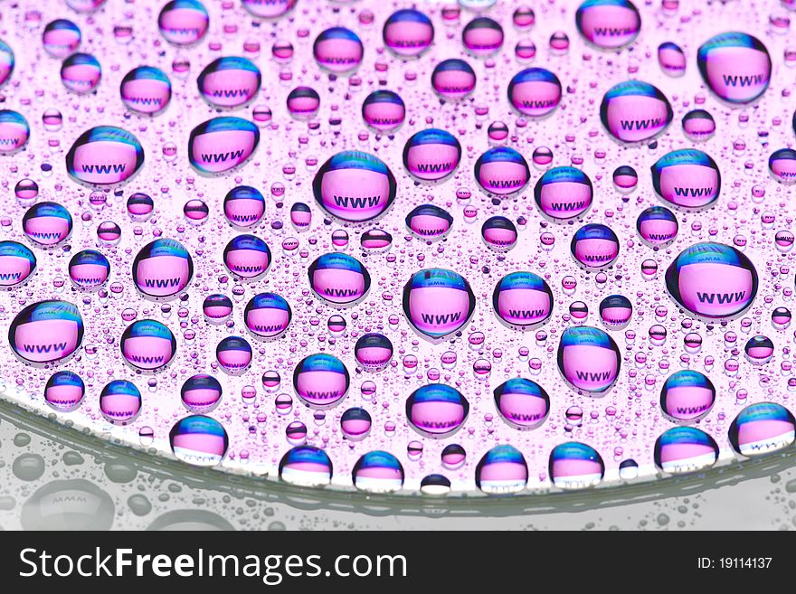 The word web in water drops. Close-up of studo shot.Internet symbols are very popular and they are recognisable all over the world. The word web in water drops. Close-up of studo shot.Internet symbols are very popular and they are recognisable all over the world.