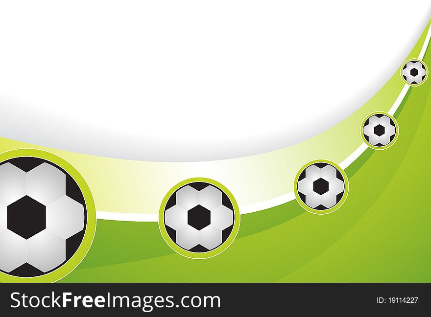 Soccer balls on a green abstract background. Soccer balls on a green abstract background