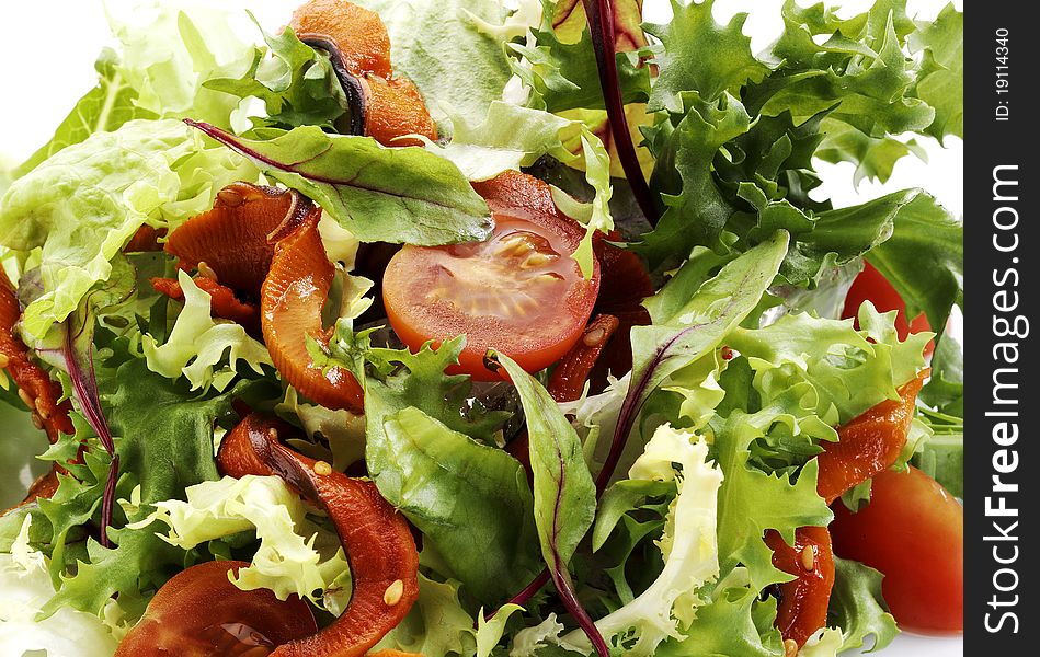 Appetizer fresh tomato and pepper salad. Appetizer fresh tomato and pepper salad