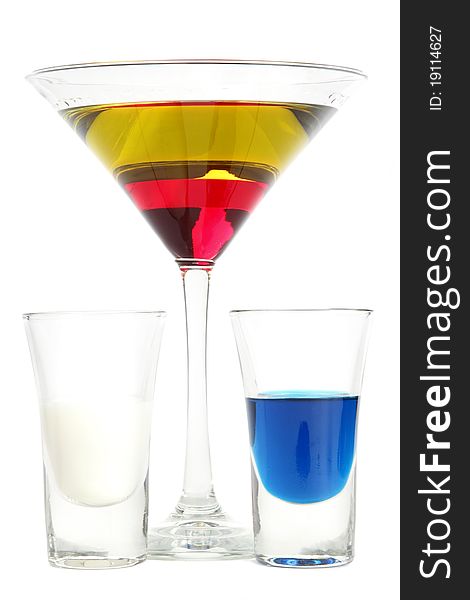 Some multi-colored puff cocktails on a white background