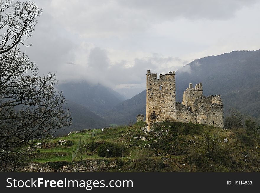In Ariege the castle of Miglos, France