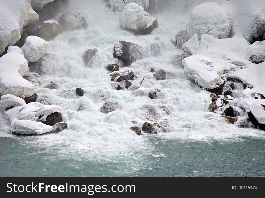 Waterfall at Niagara Falls in the Winter. Waterfall at Niagara Falls in the Winter