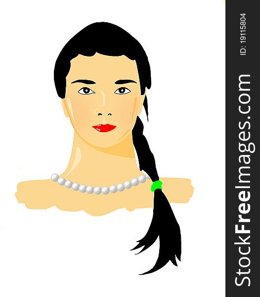 Vector portrait of the girl on white background