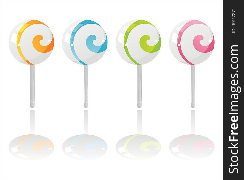 Set of 4 colorful lollipops