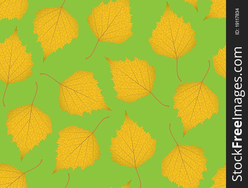 The pattern from a leafes on green background. The pattern from a leafes on green background