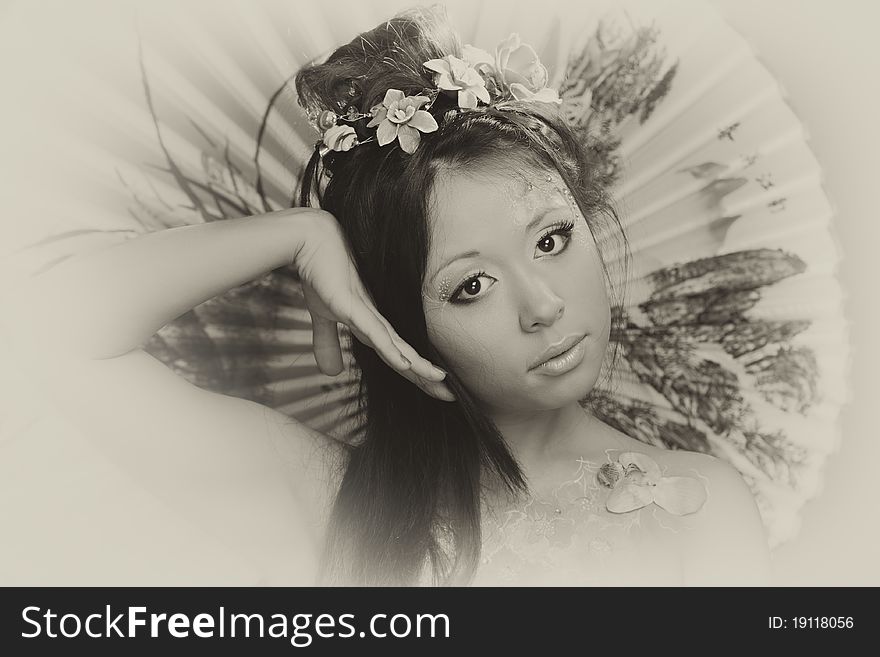 Close-up Portrait Of Asian Girl With Make-up