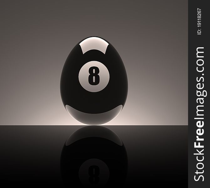 An egg painted like a billiard ball. An egg painted like a billiard ball