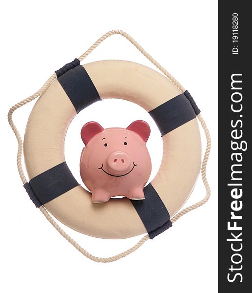 Piggybank with safety life ring