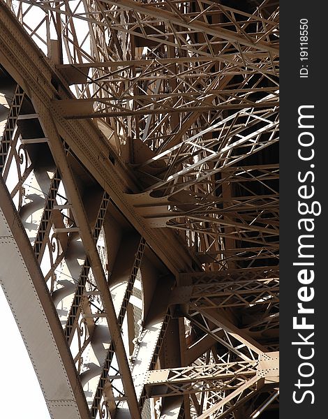 The Eiffel Tower. The fragments of construction and arch. Paris. France. The Eiffel Tower. The fragments of construction and arch. Paris. France