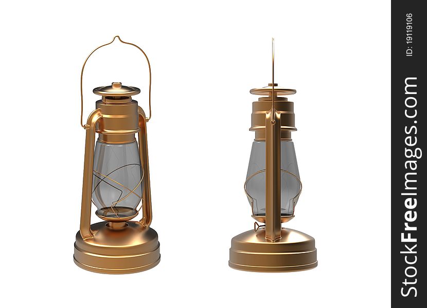 3d render of  oil lamp on a white background