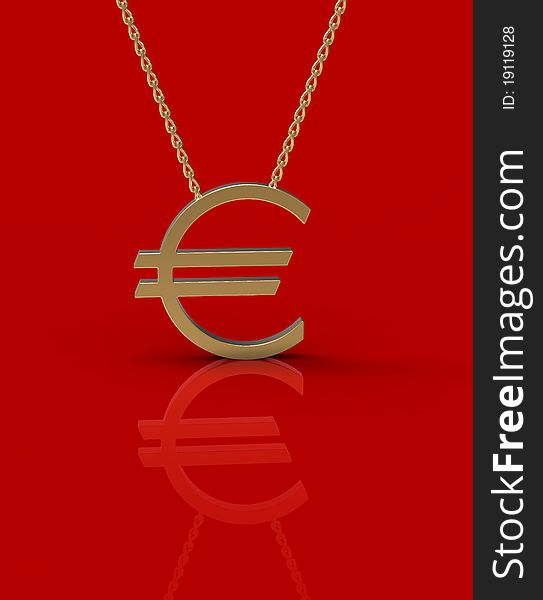 3d render of euro sign on a chain