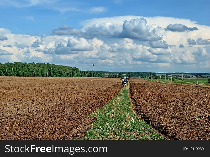 Plowing the land. Agricultural work.