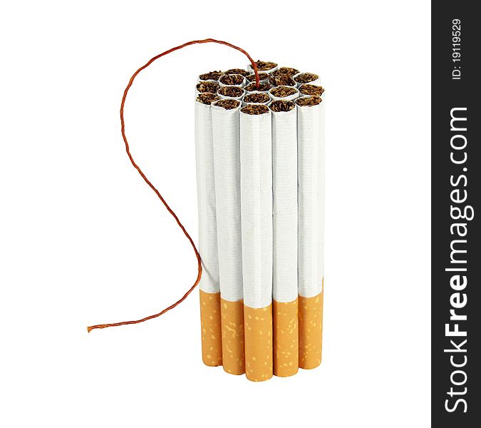 Cigarette bomb isolated on white background