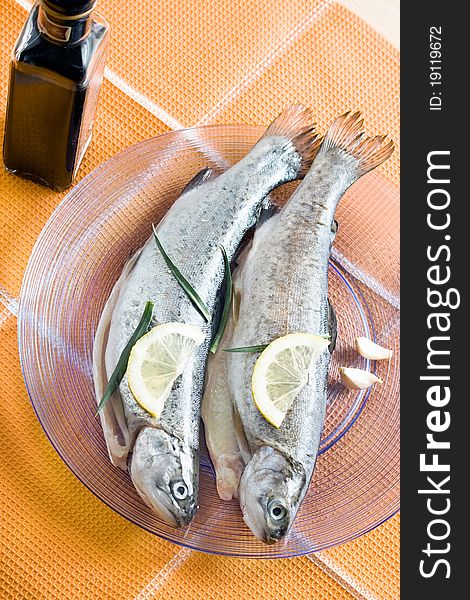 Trout fish healthy dinner food with lemon. Trout fish healthy dinner food with lemon