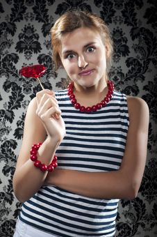Girl With A Sweet Heart-shaped Stock Photos Girl With A Sweet Heart-shaped Stock Photos