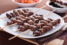 Grilled Chicken Hearts On Skewers Royalty Free Stock Photos Grilled Chicken Hearts On Skewers Royalty Free Stock Photos