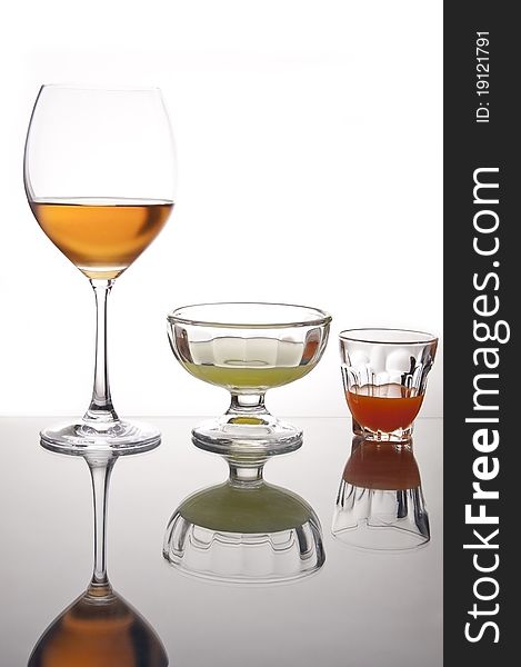 Wine in the glass as white isolate background. Wine in the glass as white isolate background