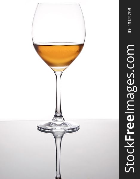 Wine in the glass as white isolate background. Wine in the glass as white isolate background