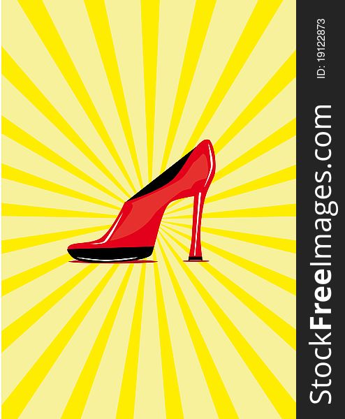 Red shoe on the isolated background. Illustration