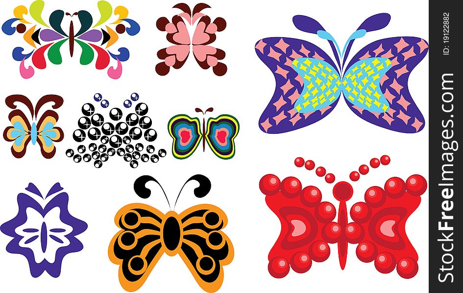 Set of butterflies