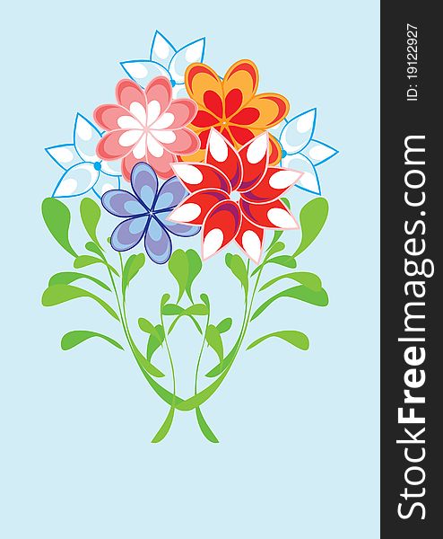 Bunch of flowers on isolated background. Illustration.
