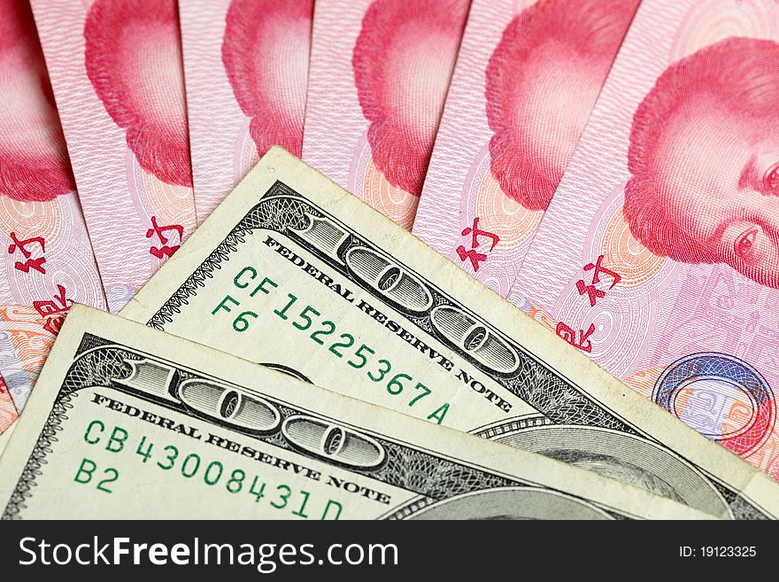 Maerican dollars and Chinese yuan. Maerican dollars and Chinese yuan