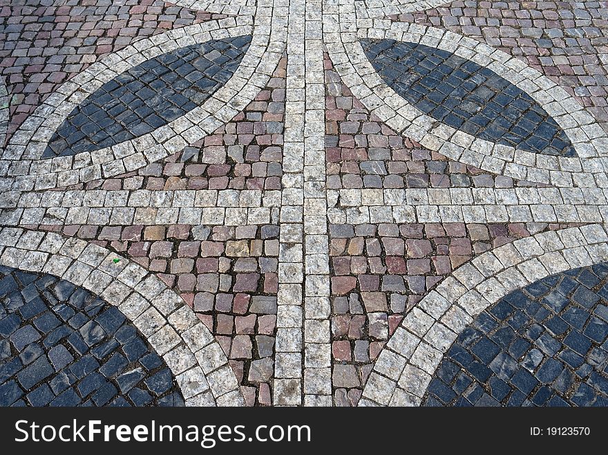 Pavement on a street in Prague's Old Town. Pavement on a street in Prague's Old Town