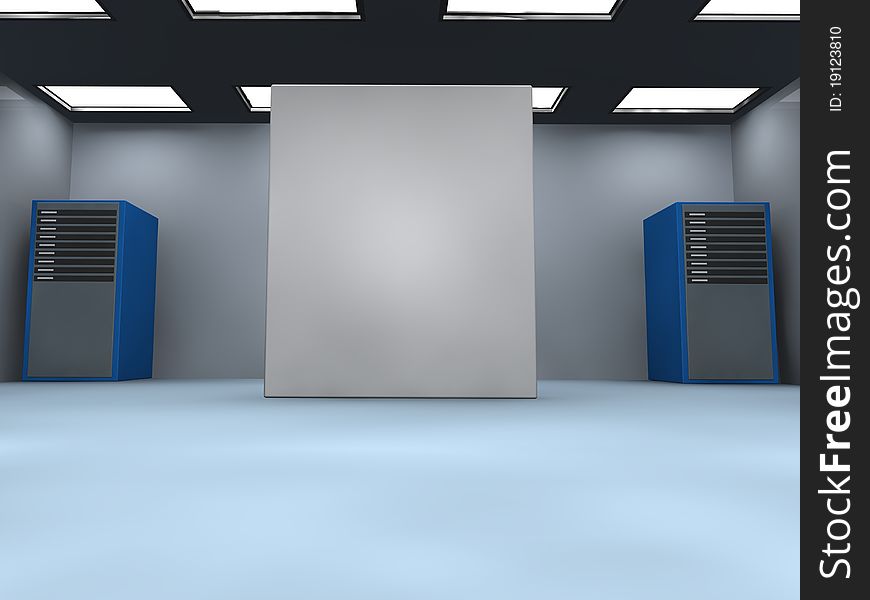 3d image of a server room