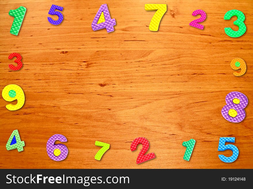 Colorful Frame Number On Wood Table