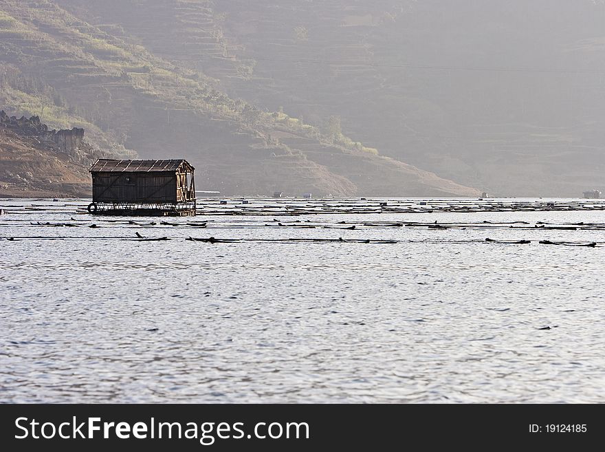 Floating House on Lake