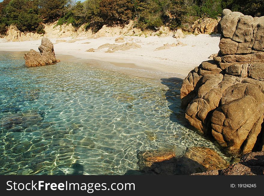 Rocky coastline with turquoise water in Corsica, France. Rocky coastline with turquoise water in Corsica, France