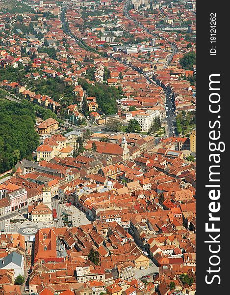 Aerial view of the beautiful Brasov city, Transylvania, Romania. Aerial view of the beautiful Brasov city, Transylvania, Romania
