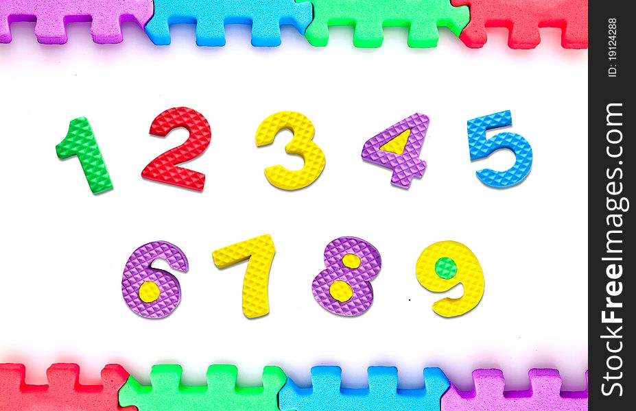 Frame puzzle with colorful number on white background. Frame puzzle with colorful number on white background