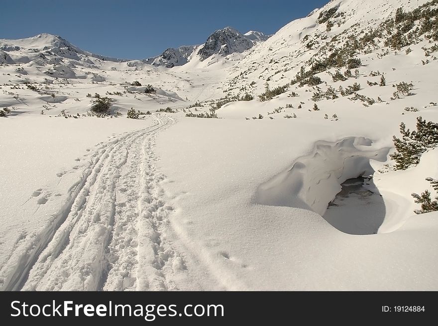 Winter landscape in Retezat mountain, Romania