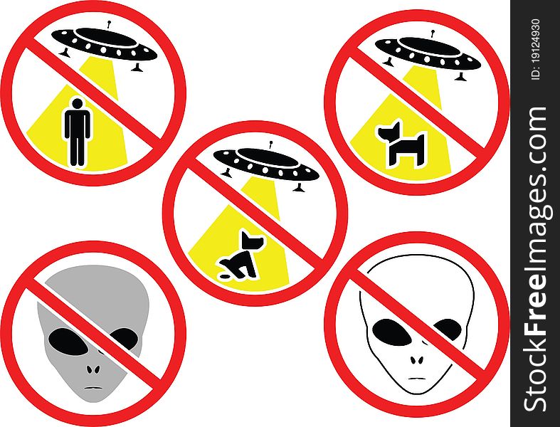 Warning signs for aliens. vector illustration