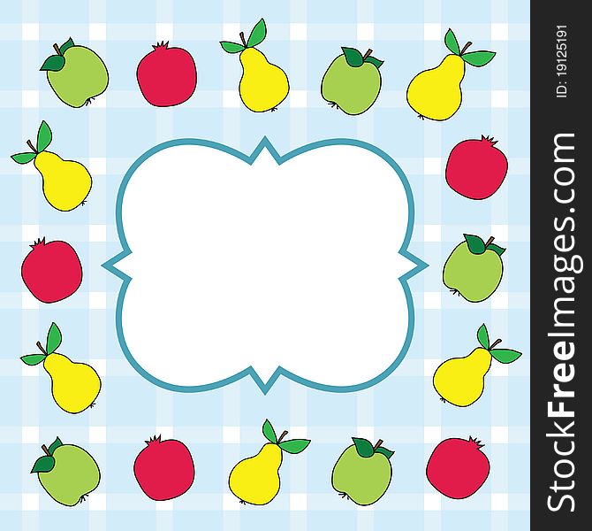 Fruit card design with apples, pears and pomegranates