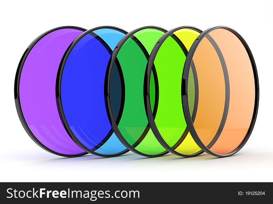 Color photos filters 3d. Isolated on white background