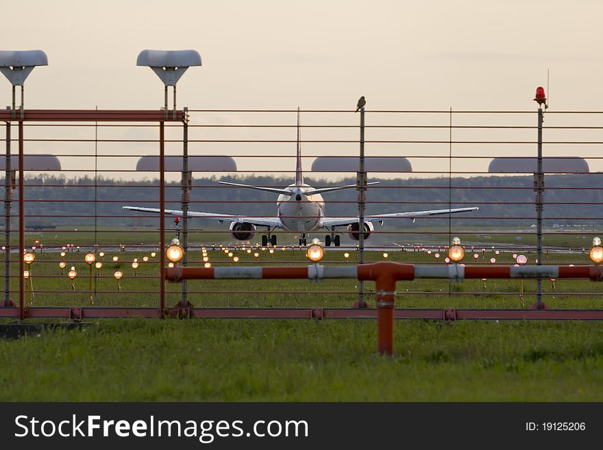 Waiting for take-off on the runway