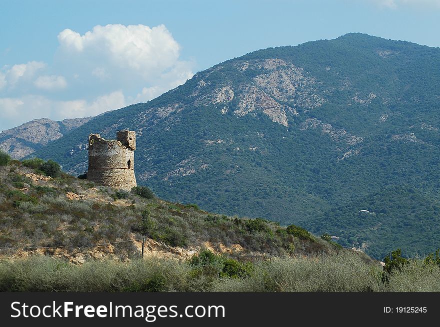 Genoese tower near the sea in Corsica, France. Genoese tower near the sea in Corsica, France