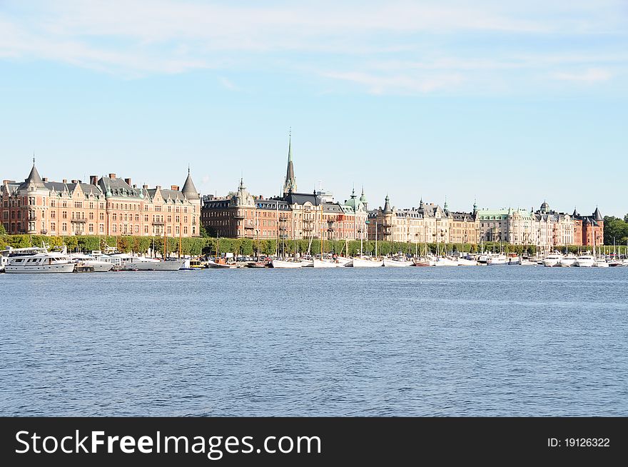 View of the harbour and historic buildings in Stockholm, Sweden. View of the harbour and historic buildings in Stockholm, Sweden