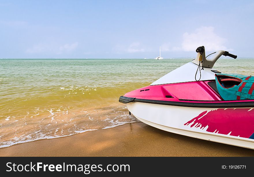 Water scooters on the beach