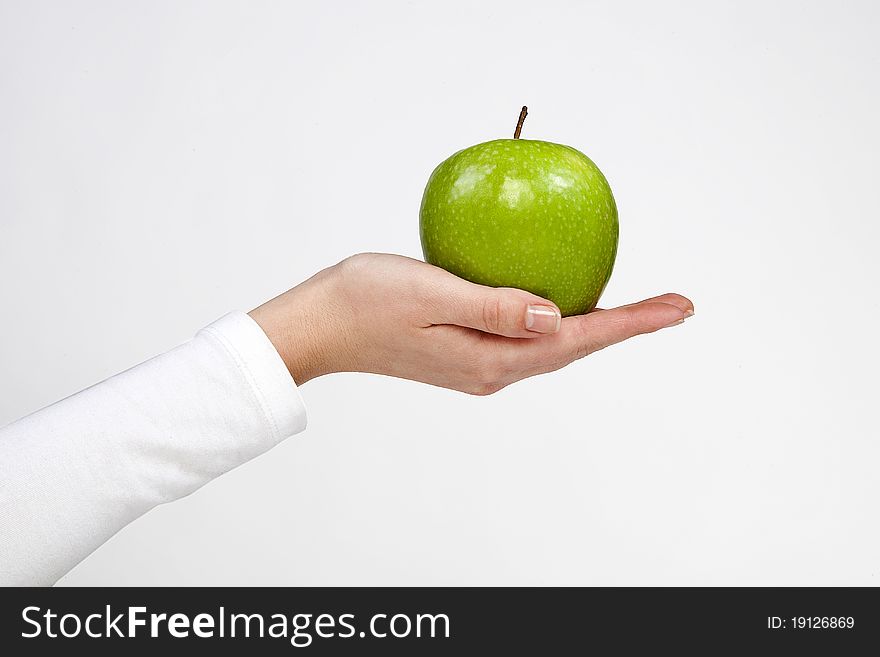 Woman Holding Green Apple