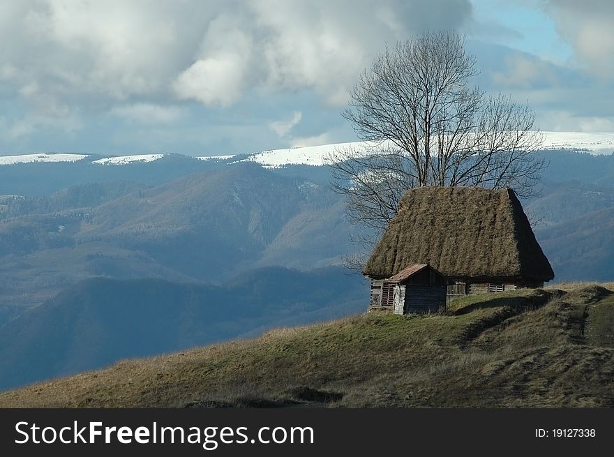 Old farmer's wooden house