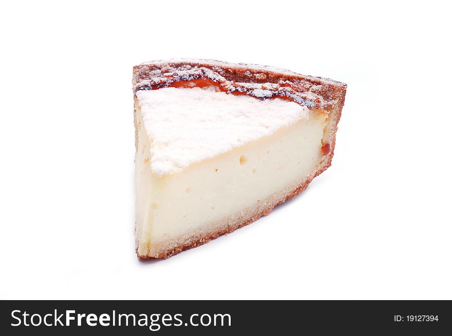 Tasteful cheesecake isolated on white background
