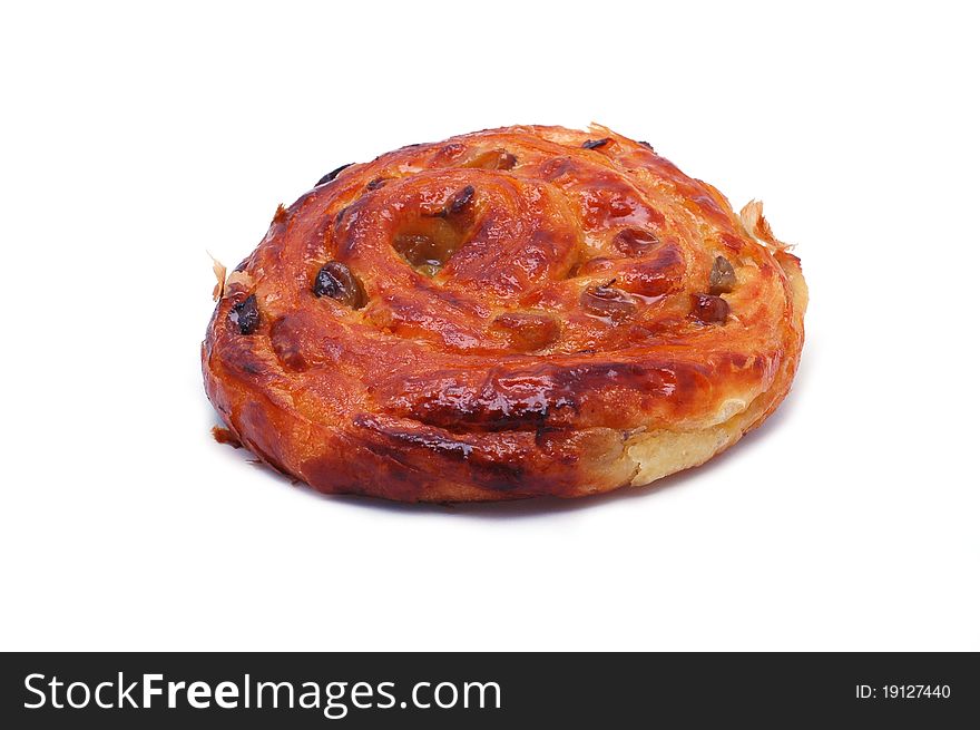 Delicious cinnamon roll, bun isolated on white